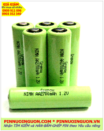 Pin sạc 1.2v AA2700mAh, Pin sạc công nghiệp đầu bằng NiMh AA2700mAh 1.2v, Cell pin Grepow AA2700mAh